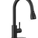 dearocean Kitchen Faucet with Pull Down Sprayer, Black High Arc Stainless Steel Classic Sink Faucet, Single Handle with Deck Plate for 1 or 3 Hole Sinks for RV Bar Laundry Farmhouse