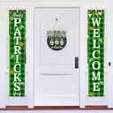 St Patrick's Day Welcome Sign Wreath For Front Door Decor Shamrock Hanging Door Sign Gnomes Pattern With Greenery & Bow Wooden Round St Patricks Day Decoration For The Home Farmhouse Decor 12x12 Inch (Black)