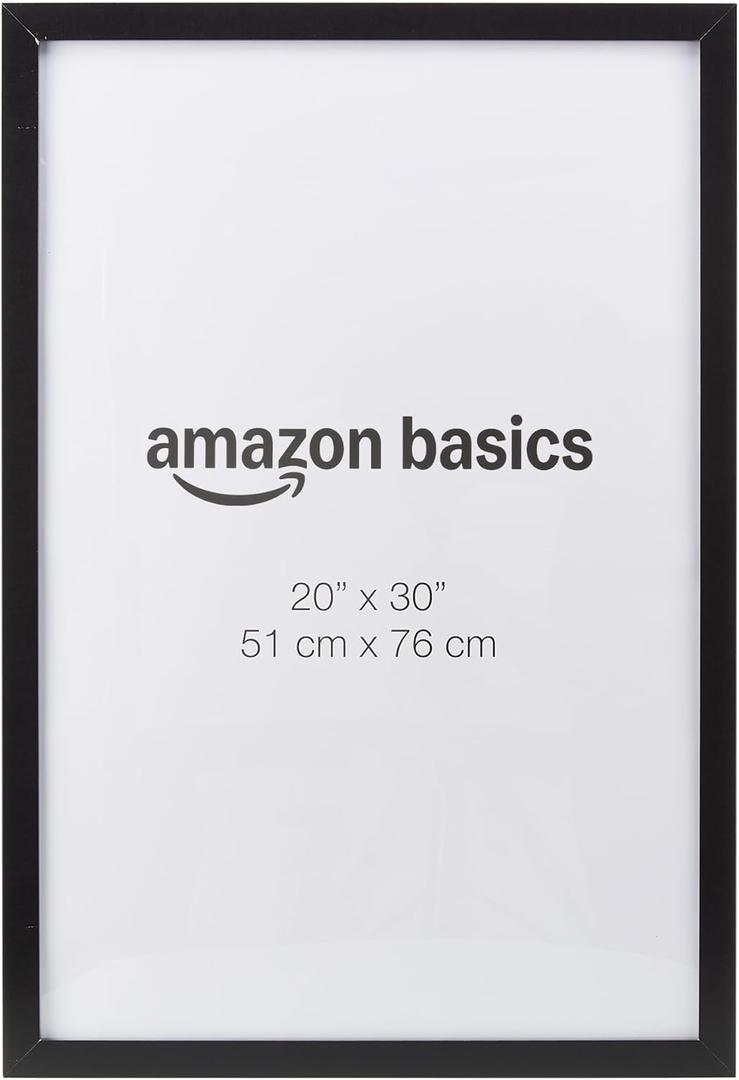 Amazon Basics Rectangular Wood Poster Frame, 20" x 30", Black