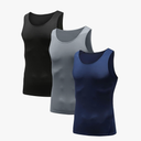 HIBETY Men's 3 Pack Sleeveless Compression Tank Top, Base Layer Cool Dry Compression Shirts Muscle Gym Tank Tops , Size L