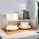 iPEGTOP Set of 6 Large (15.7 x 9.4 Inch) Kitchen Cabinet Organizer Shelf, Wire Freezer Storage Shelves Rack, Rustproof Steel Metal Shelf Riser for Dish Plates Pantry Cupboard Organization, White