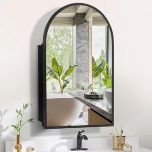 Movo Arched Black Medicine Cabinet with Mirror 20 x31 Inch