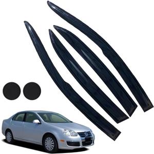 Rain Guards for Volkswagen VW Jetta 2006-2010, Tape-on Side Window Deflectors for Volkswagen Jetta, Window Visors for Volkswagen Cars, for Volkswagen Car Accessories 4 Rain Guards  2 Car Coasters