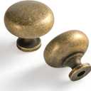 Set of 12 Elegant Antique Brass Cabinet Knobs - Classic Round Kitchen Hardware, Vintage Drawer Pulls Sleek Retro Dresser Handles