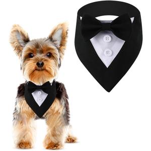 Dog Wedding Bandana, Formal Dog Tuxedo Adjustable Pet Collar with Bow, Small, Medium and Large Dog Wedding Clothing, Birthday Gifts for Dogs (Medium, Black)