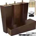 Airy Abode Premium Walnut Square Furniture Legs (Full Install Kit) - Pick Your Size and Color (8 Inches, Brown)