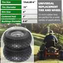 AR-PRO (2-Pack) 15x6.00-6" Tire and Wheel Assemblies, 4-Ply Tubeless Front Tire for Riding Mower Lawn Tractor, 3" Centered Hub and 3/4" Bushings