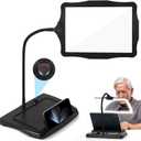 Magnifying Glass with Light and Stand 50 Ultra-Bright LEDs Large Magnifying Lamp with Light Magnifying Glass on Stand Hand-Free with 360 Flexible Gooseneck for Close Work Reading Repair Crafts (Black)