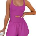 Caracilia Women's Workout Athletic Romper Summer Sets Short Jumpsuits Onesie Running Outfits Exercise Gym 2025 Trendy Clothes (Large)
