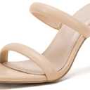 Coutgo Womens Square Open Toe Heeled Sandals Two Strap High Heel Backless Dress Slip On Mules Size 9:5
