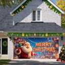 13x6ft Christmas Garage Door Banner Neon Santa Christmas Backdrop Outdoor Indoor Holiday Garage Door Cover Santa Banner Large Xmas Wall Decoration for Garage or Home Yard Porch Fence Decor