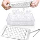 WIBIMEN Ice Cube Tray with Lid and Bin - Round Ice Trays for Freezer with Lid - Ice Cube Trays for Freezer with Ice Container (0.8"-2 PACK White)