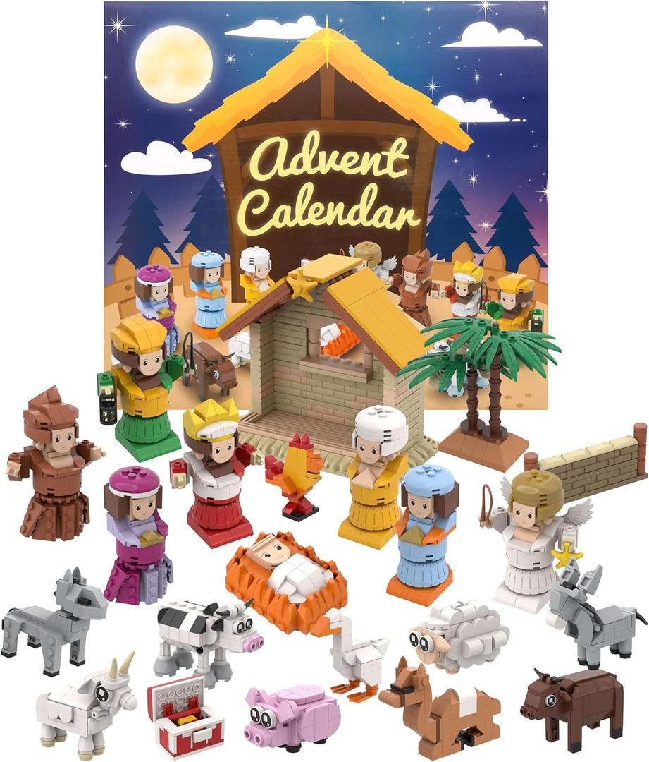 Nativity Advent Calendar 2025 Build Blocks Jesus Christmas Advent Scene Gifts Individual Packaging