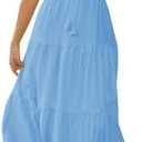 Fisoew Women's Spaghetti Strap Maxi Dress Summer Sleeveless Side Cut Out Dress Casual Boho Backless Flowy Long Dresses XS