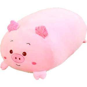 24 Inch Long Plush Pig Stuffed Animal Pig Hugging Pillow Cuddly Pig Pillow Plushies Toy Home Decor Pink Piggy Huggable Anime Gifts for Kids and Lovers in Birthday, Valentines