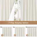 LAMIT Ivory 100% Blackout Linen Curtains 48 Inches Long, Linen Textured Living Room Kitchen Curtains Full Room Darkening Back Tab and Rod Pocket Panels with White Liner, 2 Panels, 34 x 48 Inch