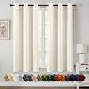 MIULEE Beige White Blackout Curtains for Bedroom Living Room 63 Inches Long 2 Panels, Thermal Insulated Room Darkening Drapes Grommet Noise Reducing Light Blocking Window Treatments 40x63 Inch