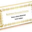 JUXYES Tabletop Business License Frame Brass License Certificate Display Frame, Double Glass Floating Diploma Frames, Desktop Golden Graduation Frames for 4x9 and 3.5x8.5 Certificate Business