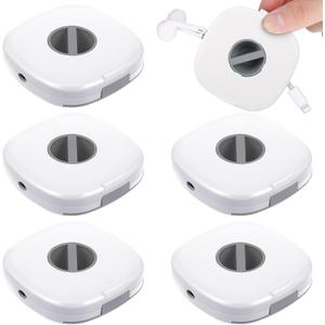 6 Pieces Retractable Cable Management Charging Organizer Phone Cord Holder Small Winder Case for Headset Cord Mouse Wire Charger Cable(White)