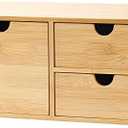 Wisuce Bamboo Desk Drawer Organizer, Desktop Organizer with Drawers Tabletop Storage Organization Box for Office Home Toiletries Supplies Vanity, No Assembly Required(3 Drawers-left right)