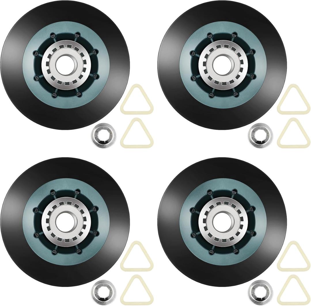 WPW10314173 W10314173 Dryer Drum Support Roller Kit Dryer Drum Rollers Replaces W10314171 8536973 8536974 AP6019303 PS11752609 Suitable for maytag kenmore whirlpool kitchenaid Dryers-4PCS