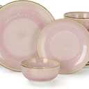 Sweejar 24 Piece Dinnerware Sets for 8, Porcelain Plates and Bowls Set for Kitchen, Housewaring Gift, Chip and Scratch Resistant, Easy Cleaning Dishes Set, Stack Compactly Dishware, Pink