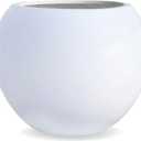 12.8" H x 16" D Globo Fiberstone Round Planter with Drainage Hole, Smooth Finishes, Weather Resistant for Indoor and Outdoor Use, Included 2 Extra Coco Mats (White, 10.7" Pot Opening)