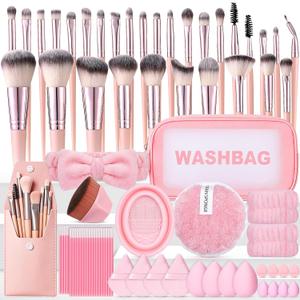 112Pcs Pink Makeup Brushes Set Professional Makeup Kit, Foundation Makeup Brush Kit Eye and Face Make up Brushes & Tools, Multi-functional Beginner Makeup Tool Set with Case Facial Makeup Accessories