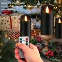 Black Pillar Flameless Candles 3D Wick with Controller,led Slim Candles Flicering Flame,Battery Operated Fake Plastic Candles for Halloween Christmas,Party Dcor.(5Pack H 5" 5" 6" 6" 7" x D 2.2")