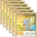 8x10 Picture Frame Set of 6, 100% Solid Wood Photo Frames with HD Shatter-Resistant Plexiglass, Wall Hanging & Tabletop Display, Natural