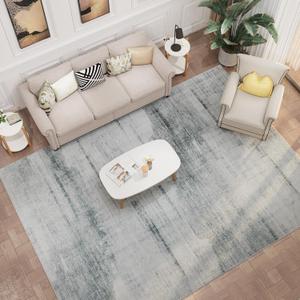 Modern Abstract Area Rug - 6x9 Area Rug Carpet, Non-Slip Non-Shedding Washable Rugs for Living Room and Bedroom, Grey, 6' x 9'