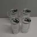 16 Oz Glass Tumbler Cup With Handle, 4 Pack Iced Coffee Cup For Cold/Hot Drinks, Modern Coffee Mug Mason Jar For Smoothies, Juice, Coffee, Tea (Round Grid Pattern)