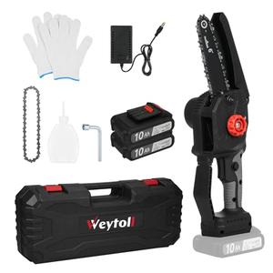 Weytoll Weytoll Cordless Mini Chainsaw, 6-INCH Electric Power Chainsaw, Battery Powered 68VF Rechargeable Battery with Splash Guard for Wood Cutting Tree Trimming Gardening Camping