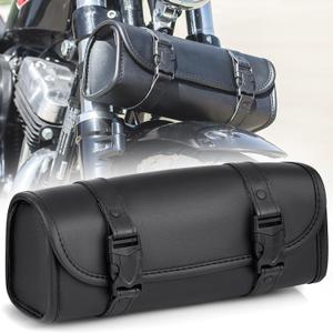 Nomad Motorcycle Tool BagUniversal Handlebar PouchWaterproof Cruiser Biker Roll Bag Front Fork or Saddlebag Storage (Black)