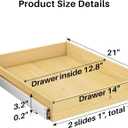 Pull Out Cabinet Organizer, Soft Close Wooden Slide Out Drawers for Pots and Pans, Full-extension Roll Out Shelves for Kitchen Cabinets, Pantry Organization, Bottom & Side Mount(15"W X 21"D x 3.4''H)