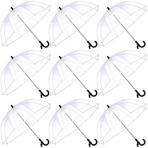 Kacctyen 9 Pcs Kids Clear Umbrella Pack Transparent Bubble Umbrella with Easy Grip Handle Dome Windproof Stick Umbrellas with Whistle for Toddler Boys and Girl Ages 3-7 Photoshoot Wedding