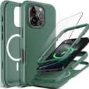 Coolwee Full Protective for iPhone 16 Pro Max Case, Compatible with MagSafe, for Men Women Girls, Hybrid 3 Layers Heavy Duty Rugged Shockproof Hard Case for iPhone 16 Pro Max Case Green