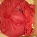 dressfan Wide Brim Fascinator Derby Hats for Women,20s Detachable Flower Hat with Headband for Derby Church Wedding Tea Party (Red, M)