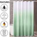 YI & ZE Green Ombre Shower Curtain Sets for Bathroom Accessories Fabric Polyester Waterproof Modern Shower Curtain Liner with 12 Hooks W72xL72