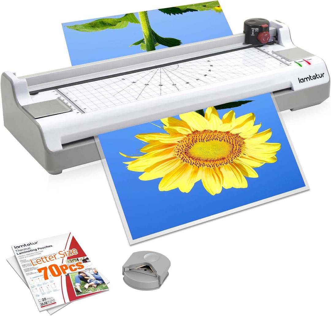 Laminator Machine 11X17 with 70Letter Size Laminating Sheets for A3/A4,13Inch Wide Thermal Hot&Cold 2Roller Lamination Laminated 3-5mil for Office Home School Teacher,with Paper Cutter,Corner Rounder