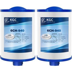 KGC 6CH-940 Spa Filter 2 Pack - Compatible with Pleatco PWW50P3 (1 1/2" SAE Coarse Thread), Unicel 6CH-940, Filbur FC-0359, Waterway 817-0050, 03FIL1400, 25252-for Viking Spa Front Access Skimmer.