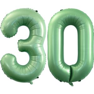 GOER Number 30 Balloons for 30th Birthday Party Decorations,42 Inch Jumbo Foil Helium Balloons for 30th Anniversary (Sage Green)