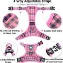 PoyPet No Pull Dog Harness, [Release at Neck] Reflective Adjustable No Choke Pet Vest with Front & Back 2 Leash Attachments, Soft Control Training Handle for Medium Dogs(Checkered Pink,M)