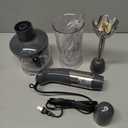 Mueller Multistick 5-in-1 Immersion Blender Handheld, 12 Speed Hand Mixer - Turbo Boost, Heaviest Duty Copper Motor, Titanium Blades Hand Blender, Milk Frother Wand, Whisk, Beaker, Chopper, Grey (Gray)