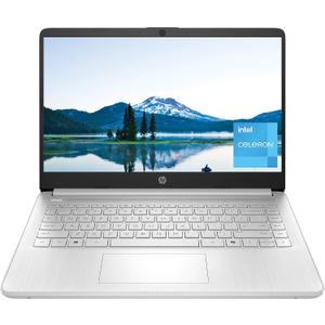 HP 14 inch Laptop, HD Display, Intel Celeron N4500, 4 GB RAM, 64 GB eMMC, Intel UHD Graphics, Windows 11 Home in S Mode, Natural Silver, 14-dq3500nr