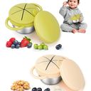 Elk and Friends Stainless Steel Snack Cups | Removable Silicone Food Catcher and Travel Lid | Spill-Proof Snack Containers for Baby, Toddler, Kids | Dishwasher Safe | 2 Pack 