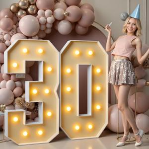 imprsv 4FT Light Up Numbers, Marquee Numbers 30th Birthday Decorations for Women, Men Foam Board Anniversary Party Decorations Arch Kit (DIY)