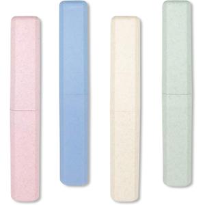 Mulbozy 4 Packs Portable Travel Toothbrush Case, Breathable Plastic Toothbrush Holder for Home, Travel, Business, Camping, School (Pink, Blue, Beige, Green)