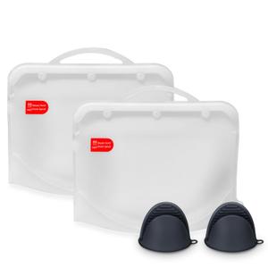 Silicone Microwave Steam Sterilizer Bags with Mini Oven Gloves, ZCBB Reusable Silicone Steaming Bags for Baby Bottles, Breast Pump, Accessories, Great for Home and On-The-Go, White (2PC)