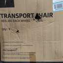Medline Basic Steel Transport Chair - Full-Length Arms, Swing-Away Footrests, 12" Wheels - Gray/Burgundy - Durable & Convenient Mobility Aid